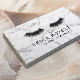 Lashes Makeup Artist Eyelash Salon White Marble Business Card
