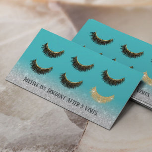 Lashes Makeup Artist Eyelash Turquoise Loyalty Card