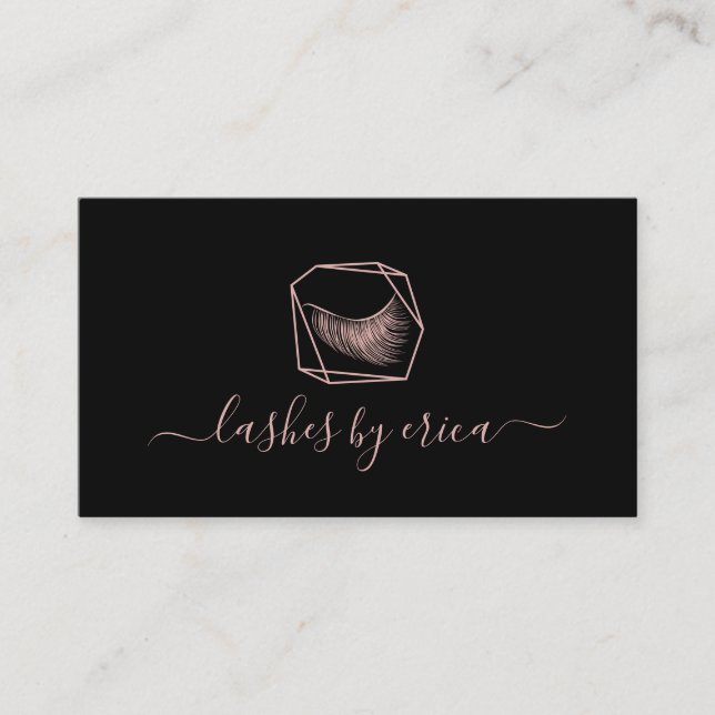 Lashes Makeup Artist Geometric Rose Gold Eyelash Business Card (Front)