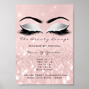Lashes Makeup Artist Glitter Beauty Grey Pink Poster