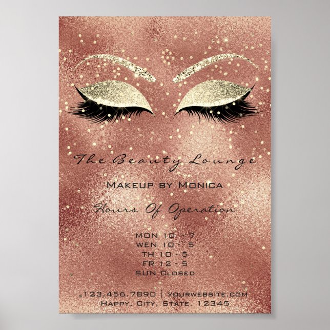 Lashes Makeup Artist Glitter Beauty Salon Skin Lux Poster (Front)