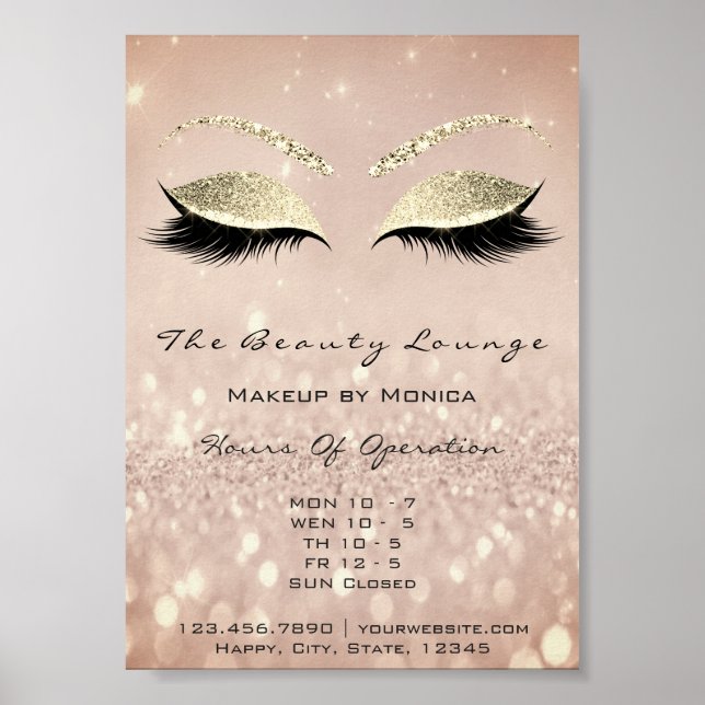 Lashes Makeup Artist Glitter Beauty Salon Skinny Poster (Front)