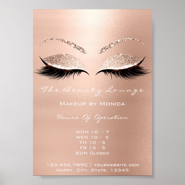 Lashes Makeup Artist Glitter Beauty Salon White Poster (Front)