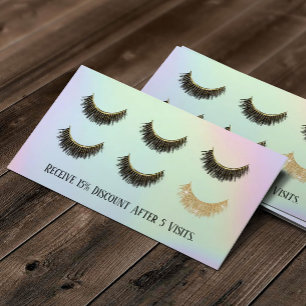 Lashes Makeup Artist Holographic Pastel Loyalty Card
