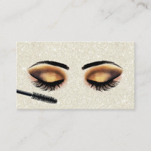 Lashes Makeup Artist Ivory Glitter Modern Salon Business Card