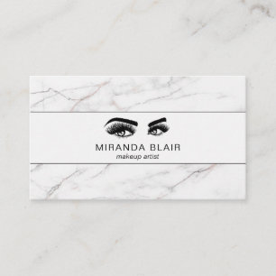 Lashes Makeup Artist Luxe White Marble Business Card