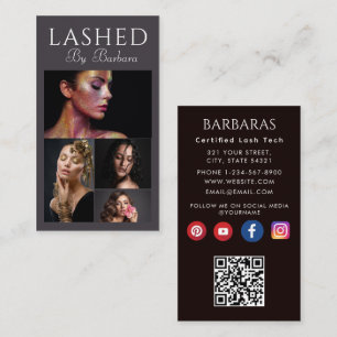 Lashes Makeup Artist Modern Black 4 photo qr code Business Card