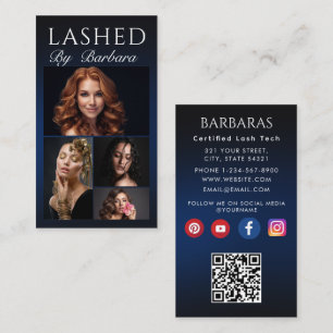 Lashes Makeup Artist Modern Black 4 photo qr code Business Card