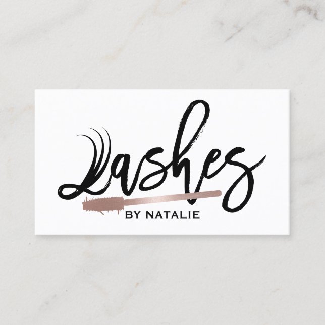 Lashes Makeup Artist Modern Eyelash Typography Business Card (Front)