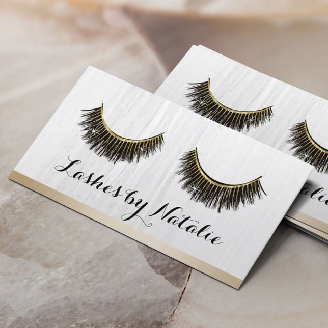 Lashes Makeup Artist Modern Gold Border Loyalty Card (Creator Uploaded)