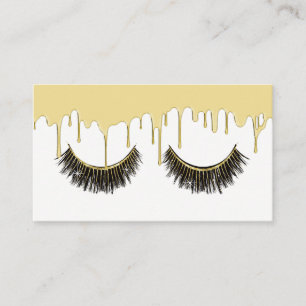 Lashes Makeup Artist Modern Gold Dripping Business Card