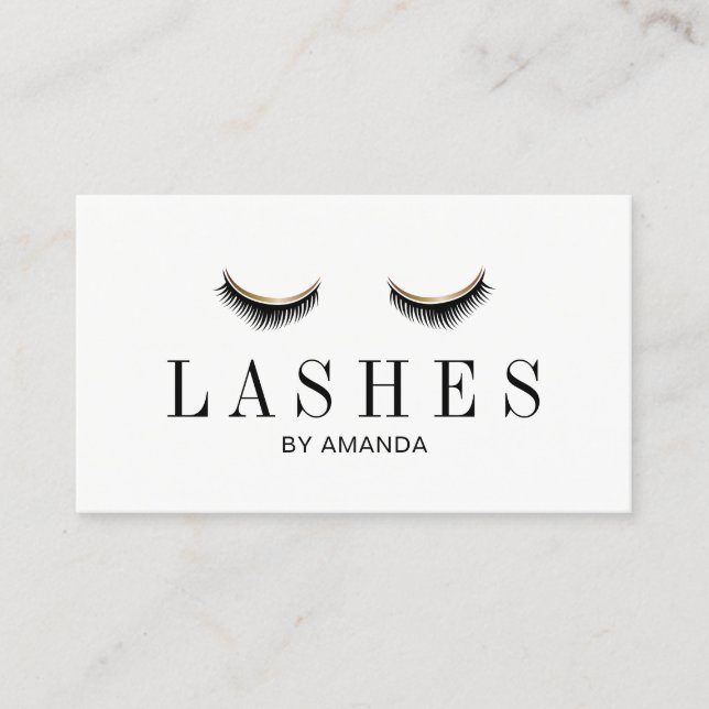 Lashes Makeup Artist Modern Gold Eyelash Extension Business Card (Front)