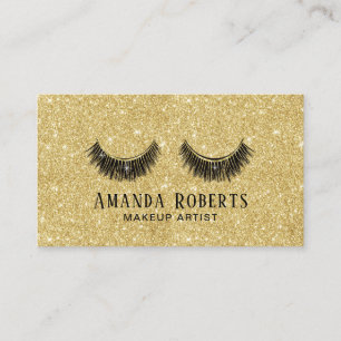 Lashes Makeup Artist Modern Gold Glitter Salon Business Card