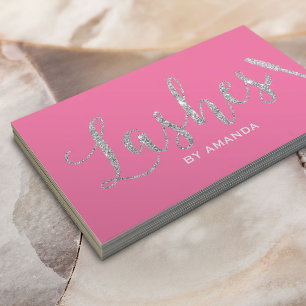 Lashes Makeup Artist Modern Pink & Silver Business Card