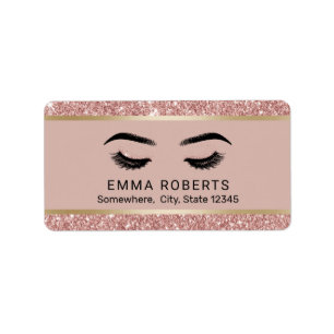 Lashes Makeup Artist Modern Rose Gold Beauty Salon Label
