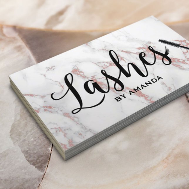 Lashes Makeup Artist Modern Rose Gold Marble Business Card (Creator Uploaded)