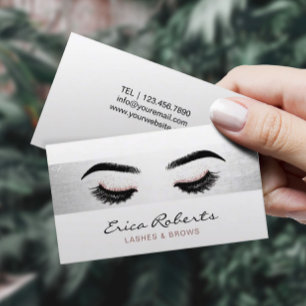 Lashes Makeup Artist Modern Silver Stripe Salon Business Card