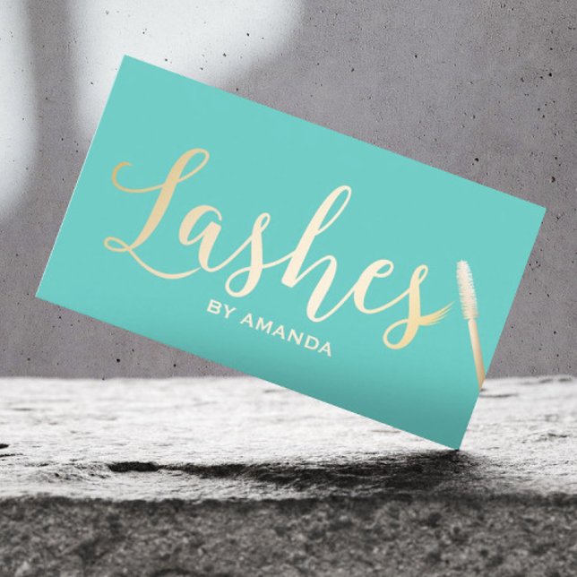Lashes Makeup Artist Modern Teal & Gold Business Card (Creator Uploaded)