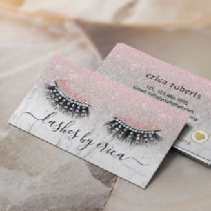 Lashes Makeup Artist Pink Marble Loyalty Card