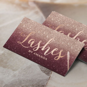 Lashes Makeup Artist Rose Gold & Burgundy Ombre Business Card