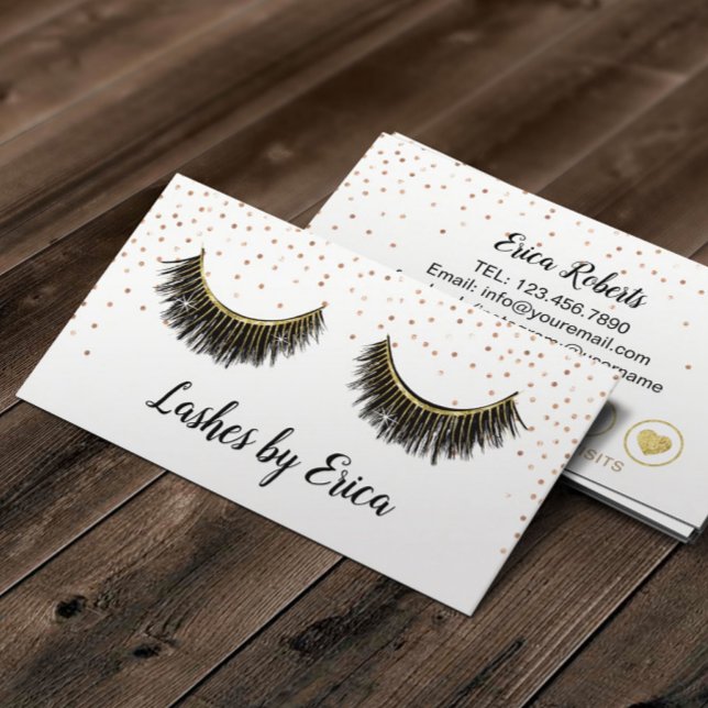 Lashes Makeup Artist Rose Gold Confetti Loyalty Card (Creator Uploaded)