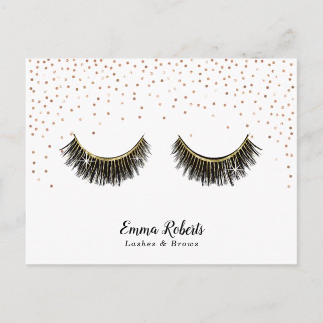 Lashes Makeup Artist Rose Gold Confetti Postcard (Front)