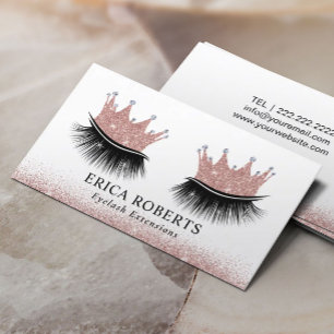 Lashes Makeup Artist Rose Gold Crown Eyelash Salon Business Card