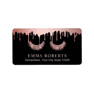 Lashes Makeup Artist Rose Gold Dripping Salon Label