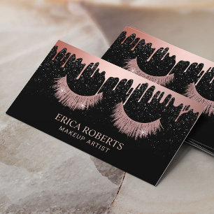 Lashes Makeup Artist Rose Gold Drips Appointment Card