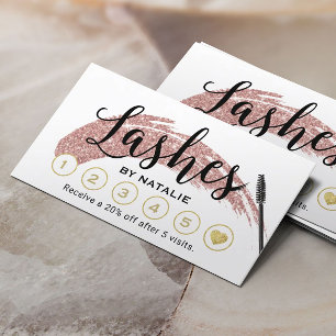 Lashes Makeup Artist Rose Gold Eyelash Loyalty Card