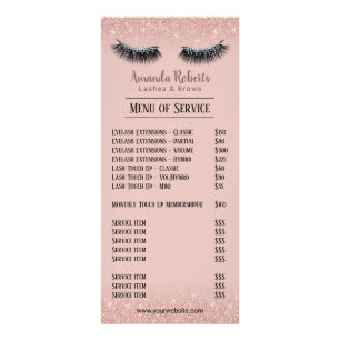 Lashes Makeup Artist Rose Gold Eyelash Price Lists Rack Card