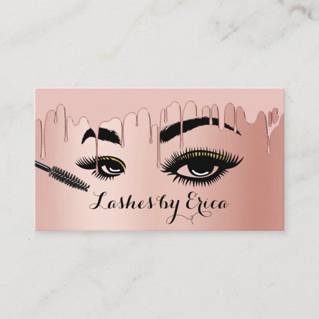 Lashes Makeup Artist Rose Gold Foil Beauty Salon Business Card (Front)