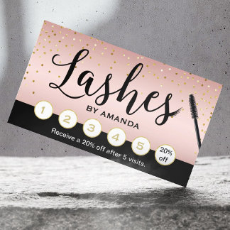 Lashes Makeup Artist Rose Gold Loyalty Punch Card
