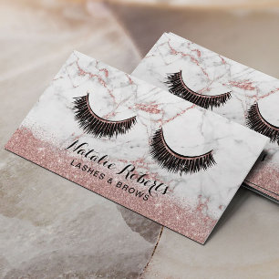Lashes Makeup Artist Rose Gold Marble Appointment Card