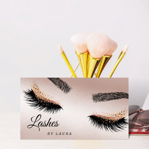 Lashes Makeup Artist Rose Gold Mascara Brows Business Card