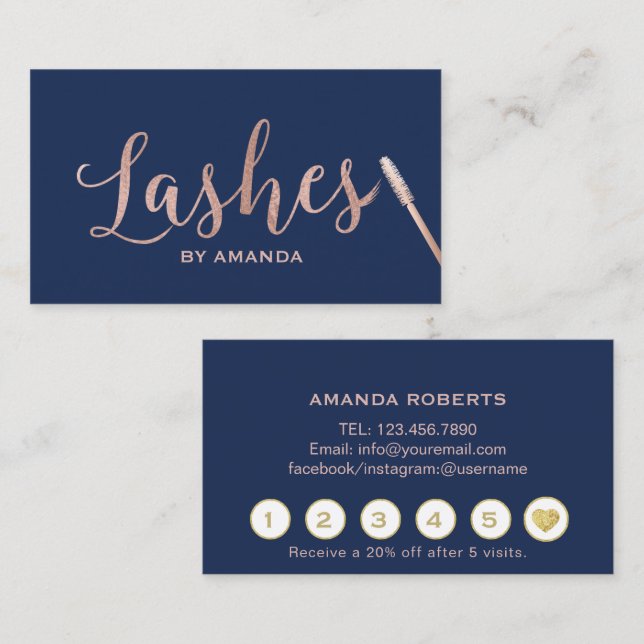 Lashes Makeup Artist Rose Gold Navy Loyalty (Front/Back)