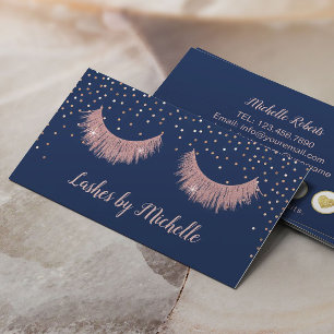 Lashes Makeup Artist Rose Gold & Navy Loyalty Card