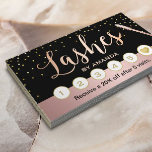Lashes Makeup Artist Rose Gold Script Loyalty Card