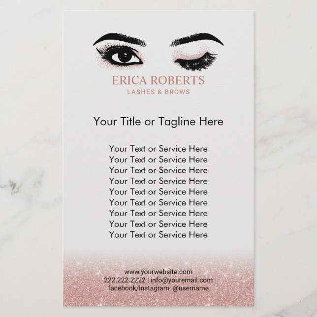 Lashes Makeup Artist Rose Gold Wink Eye Beauty Flyer (Front)