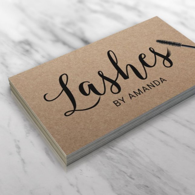 Lashes Makeup Artist Rustic Eyelash Extensions Business Card (Creator Uploaded)