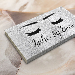 Lashes Makeup Artist Silver Glitter Beauty Salon Business Card