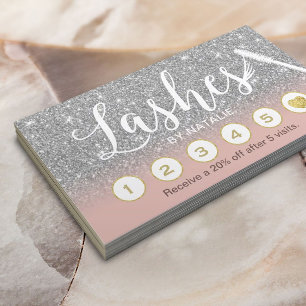 Lashes Makeup Artist Silver & Pink Loyalty Punch Card