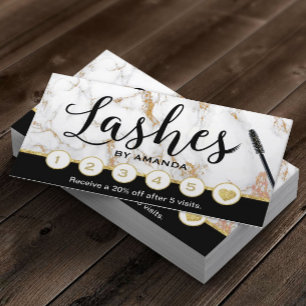 Lashes Makeup Artist Trendy Marble Loyalty Punch Card