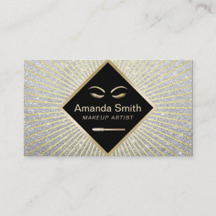 Lashes Makeup Artist Trendy Silver Glitter Business Card