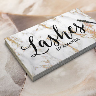 Lashes Makeup Artist Trendy White Marble Business Card