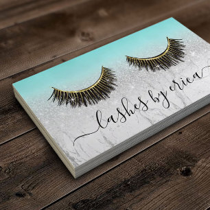 Lashes Makeup Artist Turquoise Marble Loyalty Card
