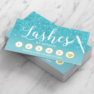 Lashes Makeup Artist Turquoise Ombre Loyalty Punch Card