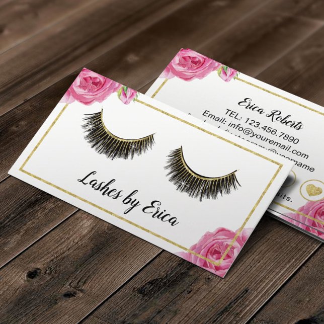 Lashes Makeup Artist Vintage Floral Loyalty Card (Creator Uploaded)