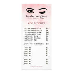 Lashes Makeup Artist Wink Eyes Price List Rack Card