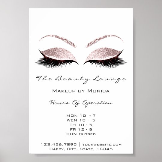 Lashes Makeup Opening Hours Beauty Salon Glitter Poster